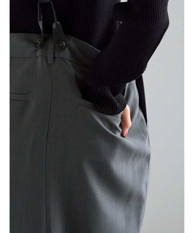 Te chichi サスペンダータイトスカート グレー