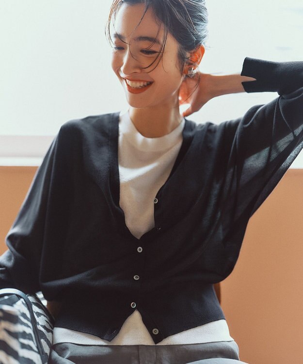 23区 【新色追加】シャイニーシアー ニット カーディガン ブラック系