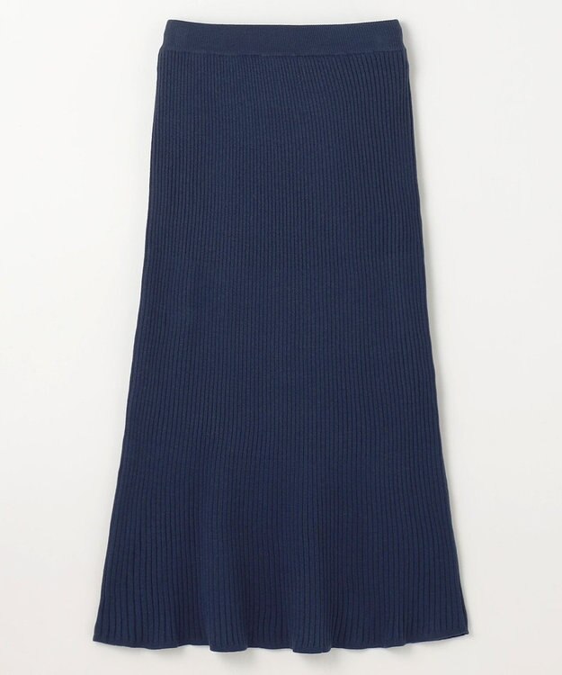 ANY L フェザーカーディガン×ニットスカートセットアップ ネイビー