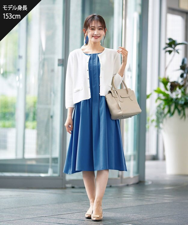 Tiaclasse 【洗える】フェイクリボンポケット付きカーディガン オフホワイト