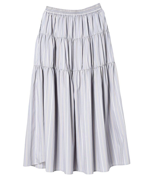 AMERICAN HOLIC ティアードギャザースカート Stripe Sax