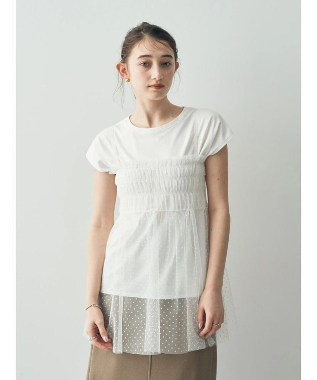 YECCA VECCA 【2点SET】マルチwayチュールオーバーキャミSET/Tee Off White