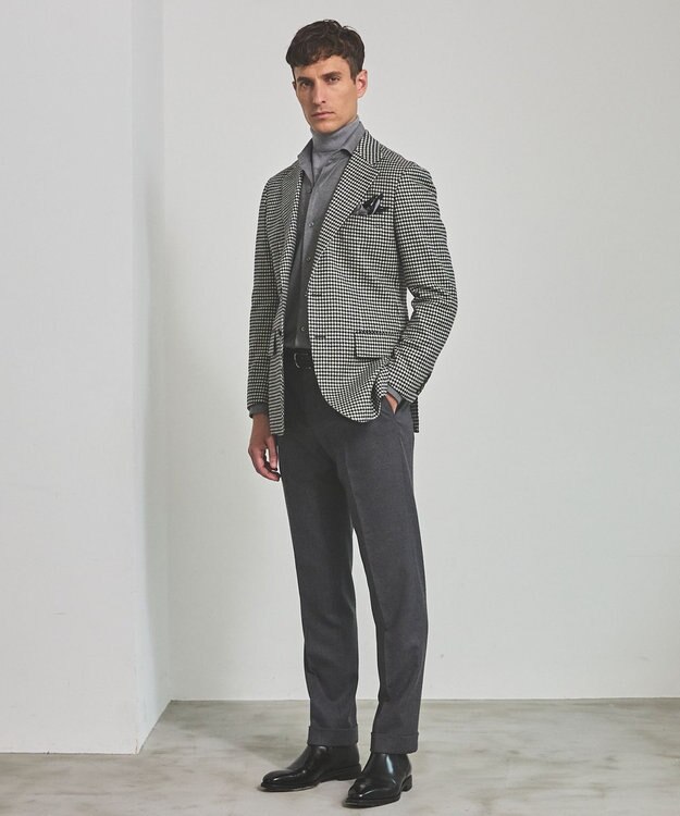 GOTAIRIKU 【洗える】コットンフラノシャツ_ カッタウェイカラー ライトグレー系