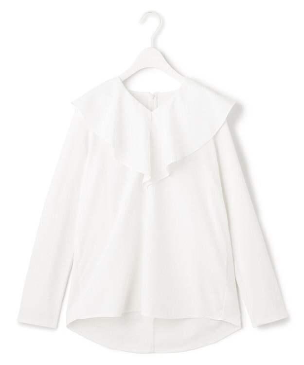 ICB L 【洗える】ハイゲージポンチ ラッフルカラープルオーバー オフホワイト系