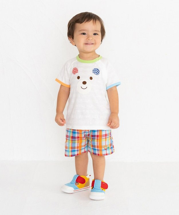 MIKI HOUSE HOT BISCUITS 【80-120cm】 顔ドン 半袖Tシャツ 白
