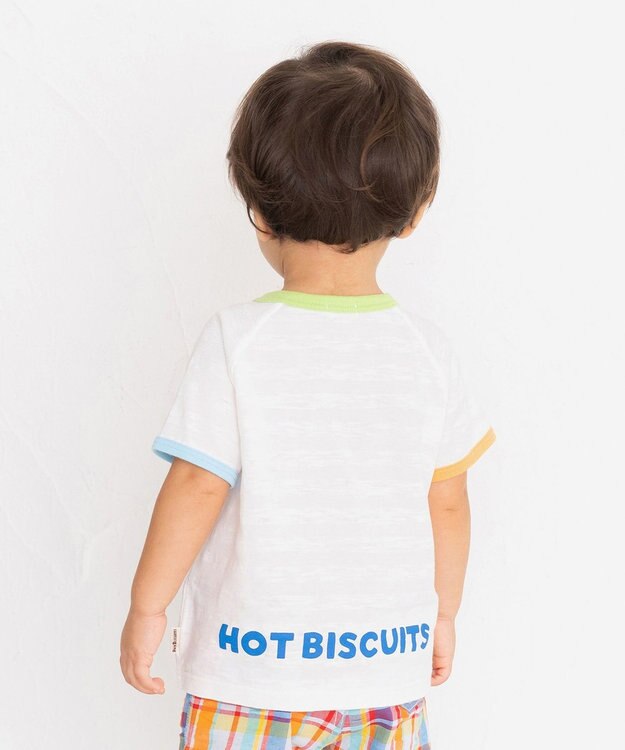 MIKI HOUSE HOT BISCUITS 【80-120cm】 顔ドン 半袖Tシャツ 白