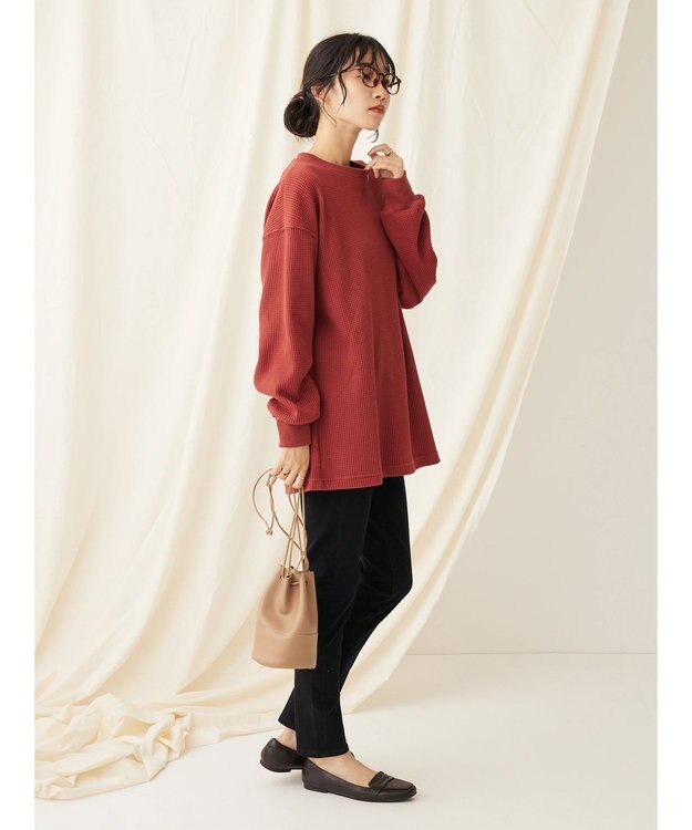 CRAFT STANDARD BOUTIQUE ワッフルレイヤード風プルオーバー Brick Red
