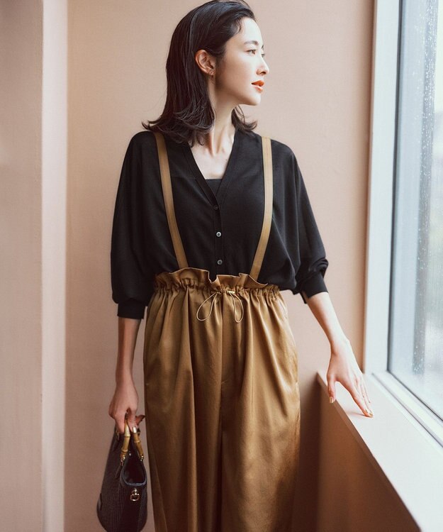 23区 L 【新色追加】シャイニーシアー ニット カーディガン ブラック系