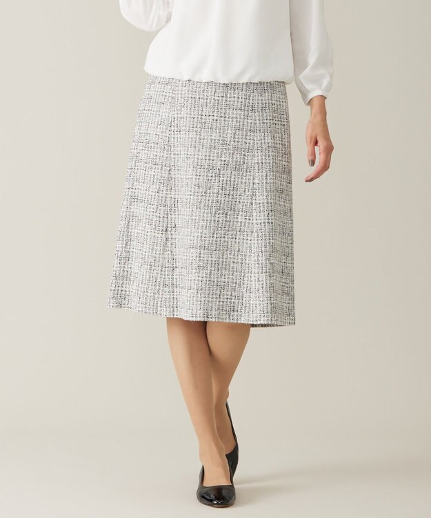 J.PRESS LADIES 【セットアップ対応】ファンシーツイード スカート ホワイト系