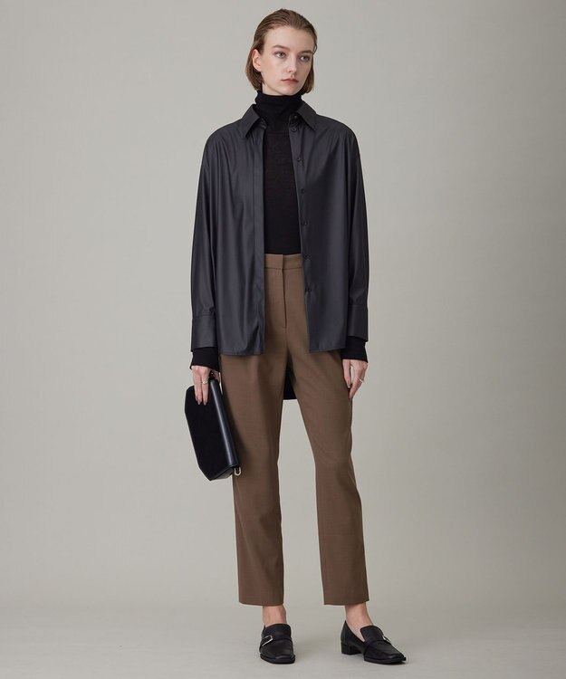 ICB L 【洗える】ウール2WAYストレッチ テーパードパンツ モカ系