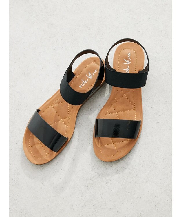 Green Parks ・ｒｉｃｈ　ｂｌｕｅ　ゴムストラップサンダル Black