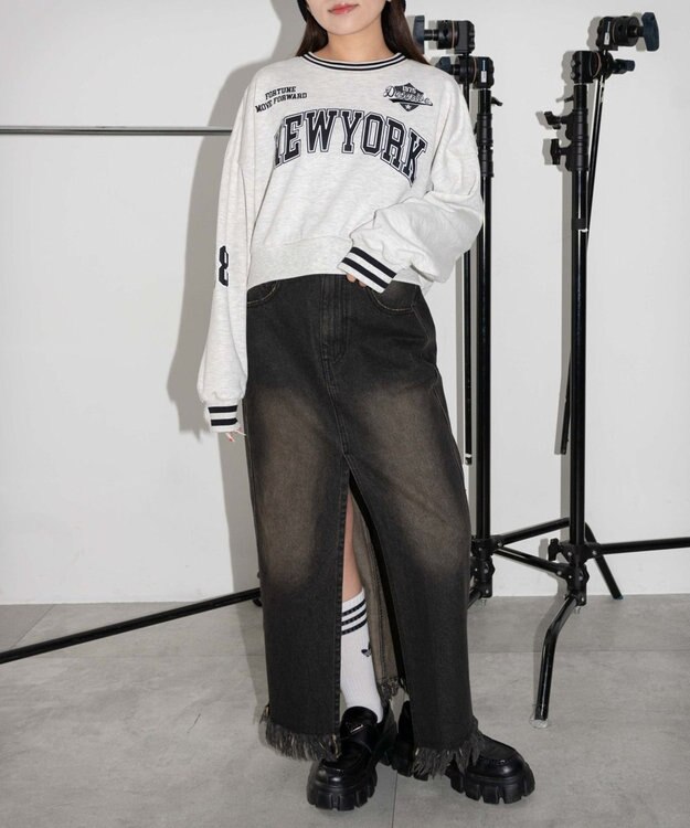 WEGO NEWYORKラインリブスウェット 杢グレー