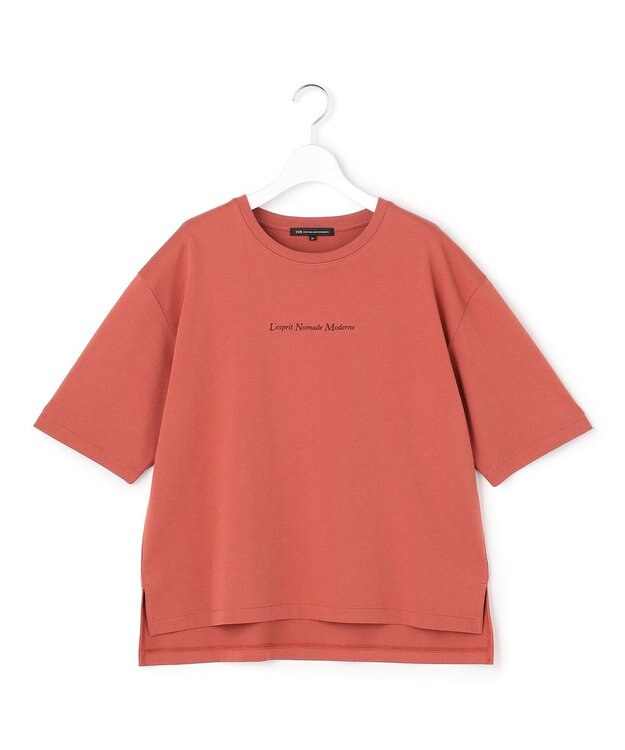 23区 【先行予約】ドロップショルダー メッセージ ロゴTシャツ オールドローズ系