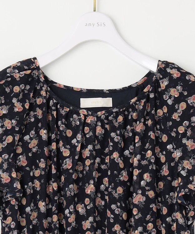 ANY SIS 【洗える】ニュアンスピーチ ワンピース ネイビー系