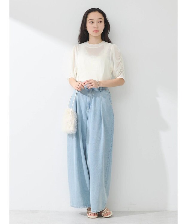 earth music&ecology ５分袖シアーインナー White