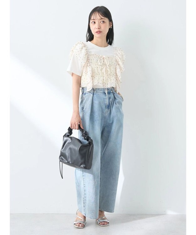 earth music&ecology フロッキードットフリルビスチェ Ivory