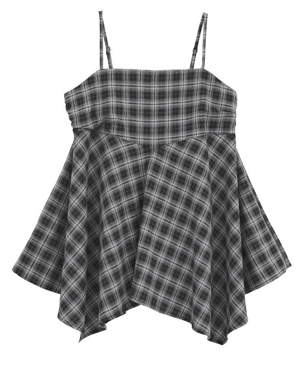 earth music&ecology イレヘムチェックキャミチュニック Check Black