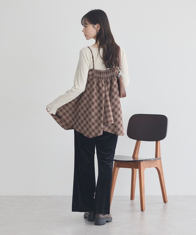 earth music&ecology イレヘムチェックキャミチュニック Check Brown