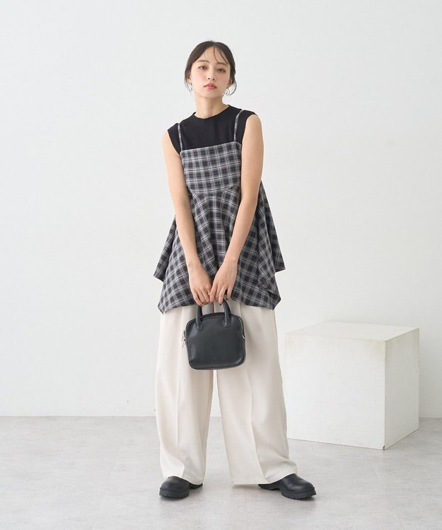 earth music&ecology イレヘムチェックキャミチュニック Check Black