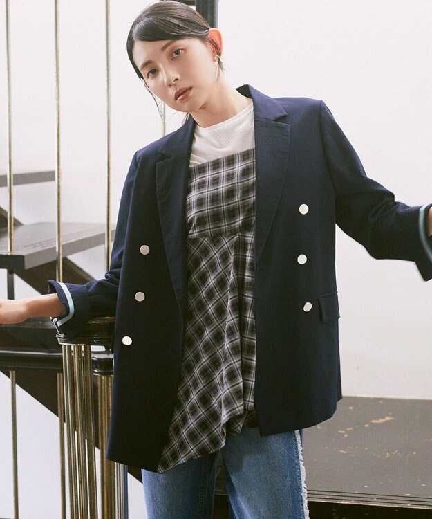 earth music&ecology イレヘムチェックキャミチュニック Check Black