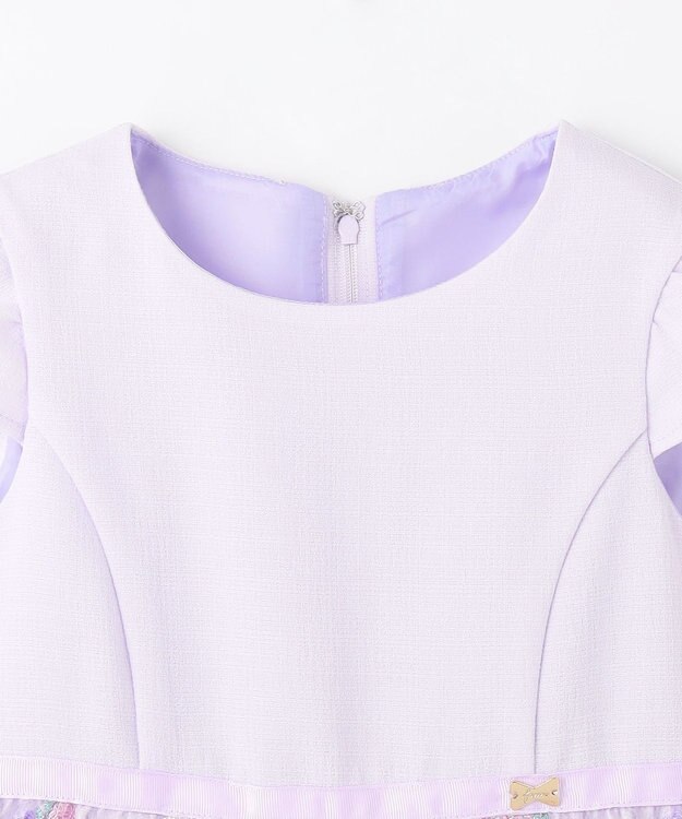 ANY KIDS フラワー刺繍ワンピース ラベンダー