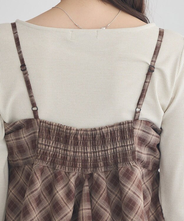 earth music&ecology イレヘムチェックキャミチュニック Check Brown