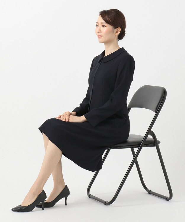 自由区 FORMAL 【お受験/セレモニーに】濃紺　洗える/衿取り外し　ワンピース+ジャケット ネイビー系