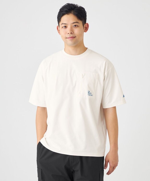 SHARE PARK MENS 【UVカット・吸水速乾・ストレッチ・軽量 】バックプリントポケットTシャツ（L・XLサイズ） ホワイト系