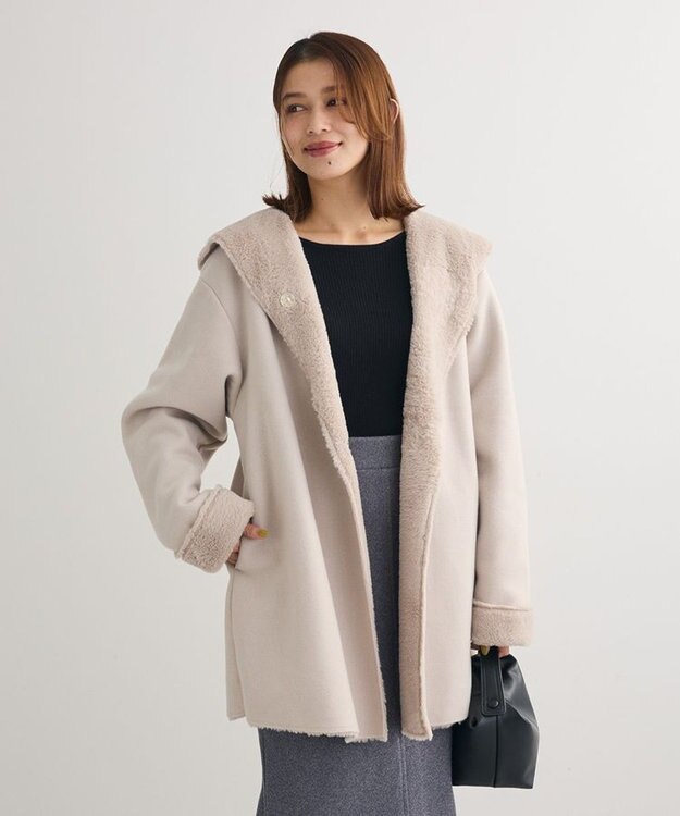 Green Parks フーディガウンコート Light Beige