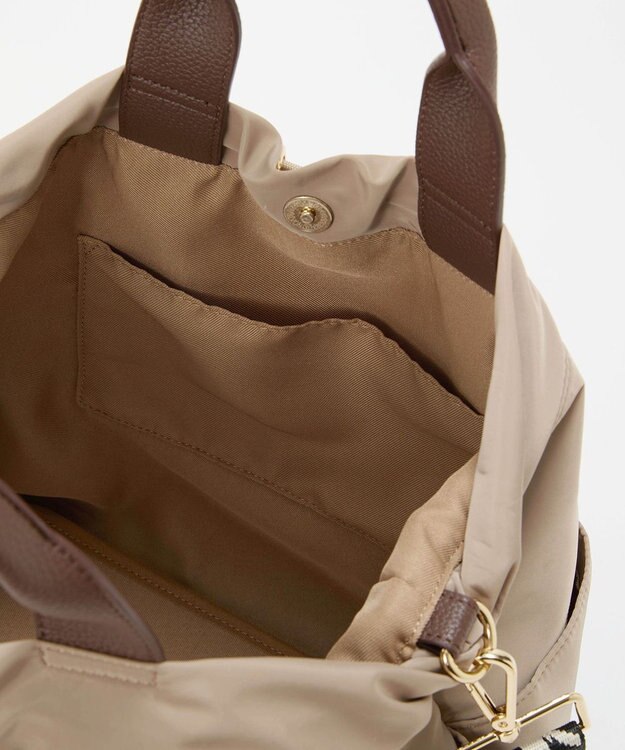 TOPKAPI 【TREASURE TOPKAPI】ナイロン パターンベルト付き 2way トートバッグ / 8ポケット ベージュ