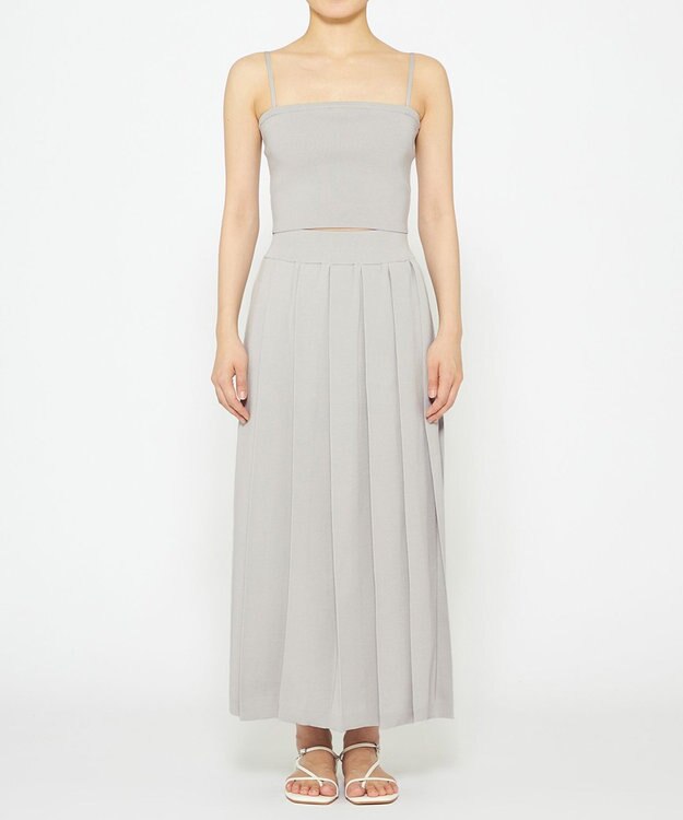 uncrave 【手洗い可】ドライタッチ ニット プリーツ スカート（uncrave WHITE） アイスグレー