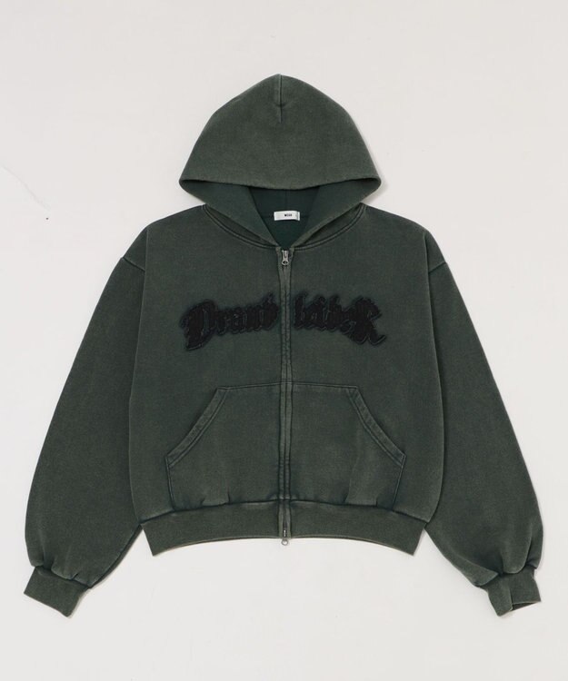 WEGO 【ユニセックス着用ITEM/MLサイズ展開】ショートグラフィックZIPパーカー ダークグリーン