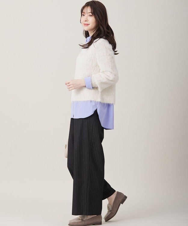 ANY SIS 【洗える】フィルムラメシャギー ニット オフホワイト