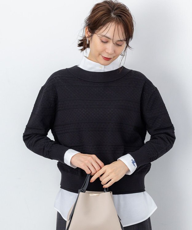 組曲 編み柄ディテールニット ブラック系