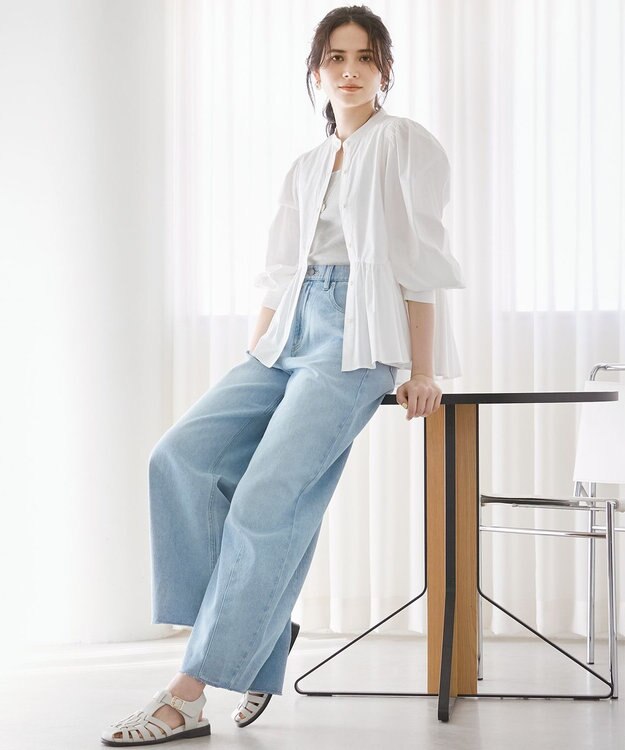 23区 【SLOW/一部店舗限定】LIGHT DENIM バレルワイド パンツ スカイブルー系