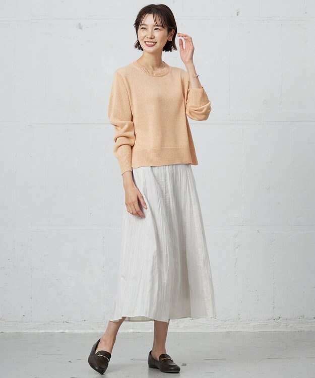 J.PRESS LADIES 【洗える】Reeves  Shine クルーネック ニット オレンジ系