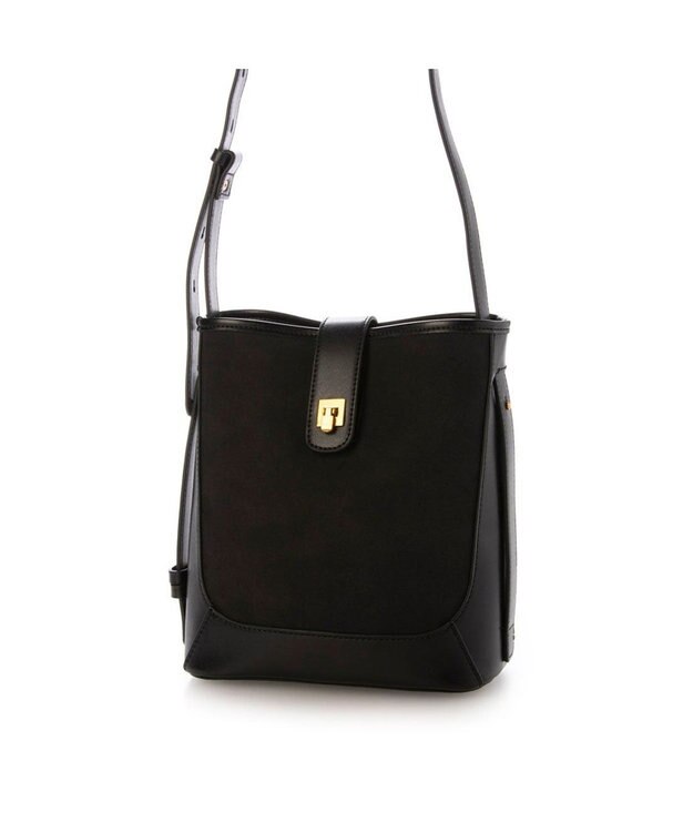 UNBILLION カシュカシュ cachecache / スエード調×スムースおこし金具ショルダーバッグ ブラック