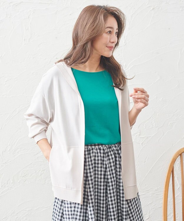 ANY L 【接触冷感/UVケア/アンチピリング】フーディーカーディガン エクリュ