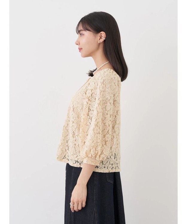 earth music&ecology フラワーレースブラウス Beige