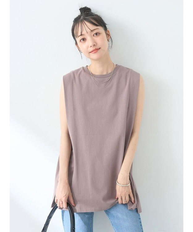 earth music&ecology ボクシーノースリーブチュニック Mocha