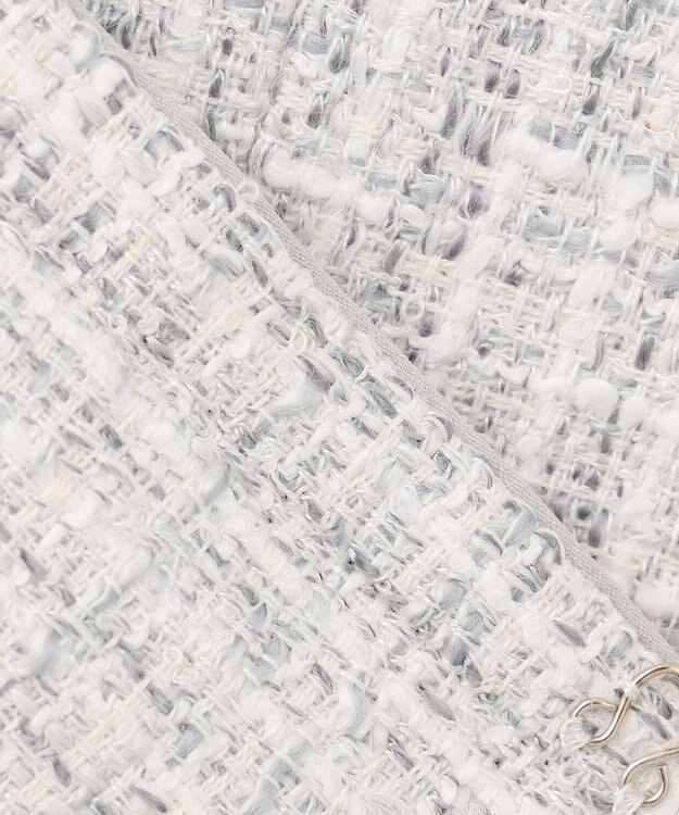 J.PRESS LADIES ファンシーツイード ノーカラー ジャケット ライトグレー系1