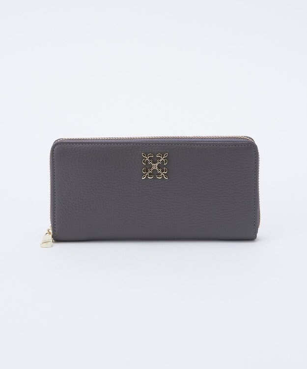 russet モノグラムプレートラウンドジップウォレット(SO-372) Gray/PK