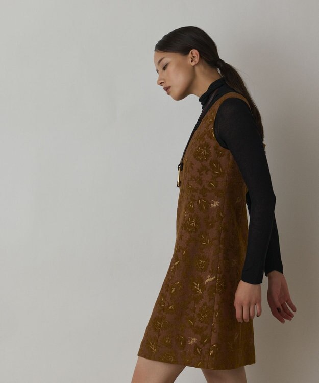 GRACE CONTINENTAL サラサジャガードミニワンピース ブラウン