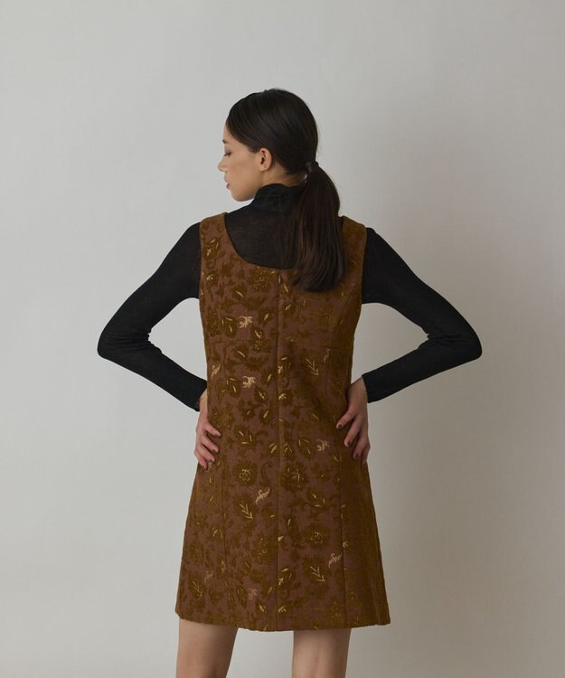 GRACE CONTINENTAL サラサジャガードミニワンピース ブラウン