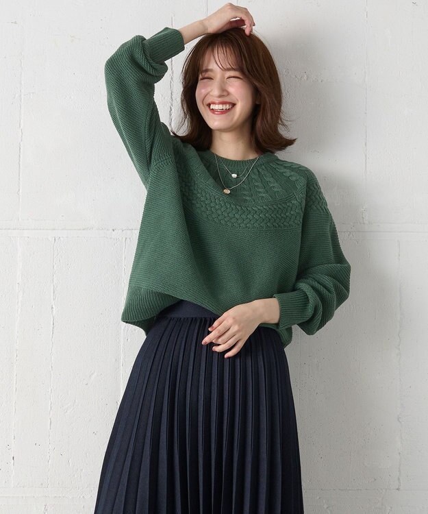 ANY 【洗濯機可能】ソフトアクリル求心ニット グリーン
