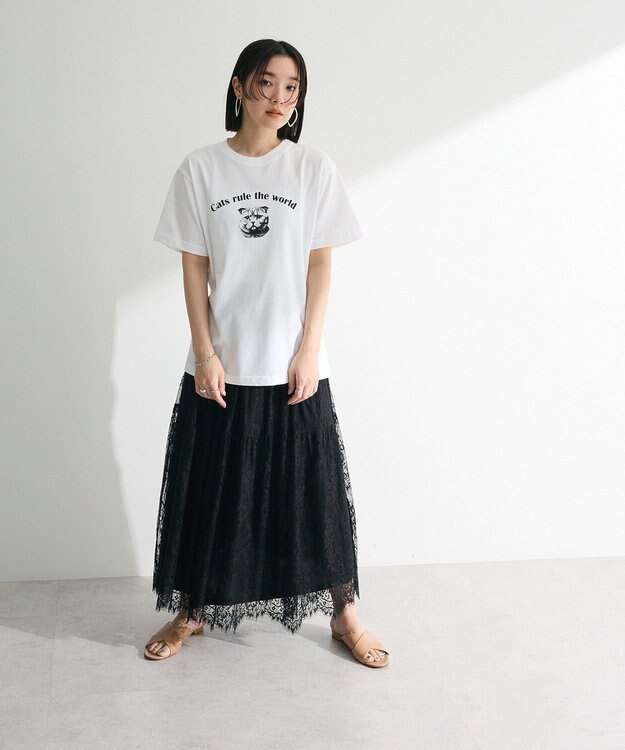 Green Parks ・ＥＬＥＮＣＡＲＥ　ＤＵＥ　レースティアードスカート Black