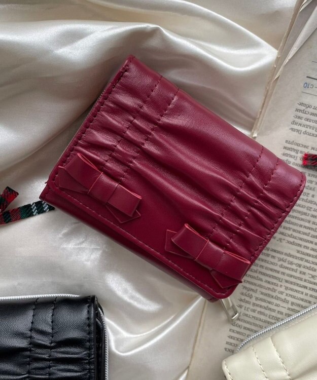 WEGO ギャザーリボンウォレット レッド