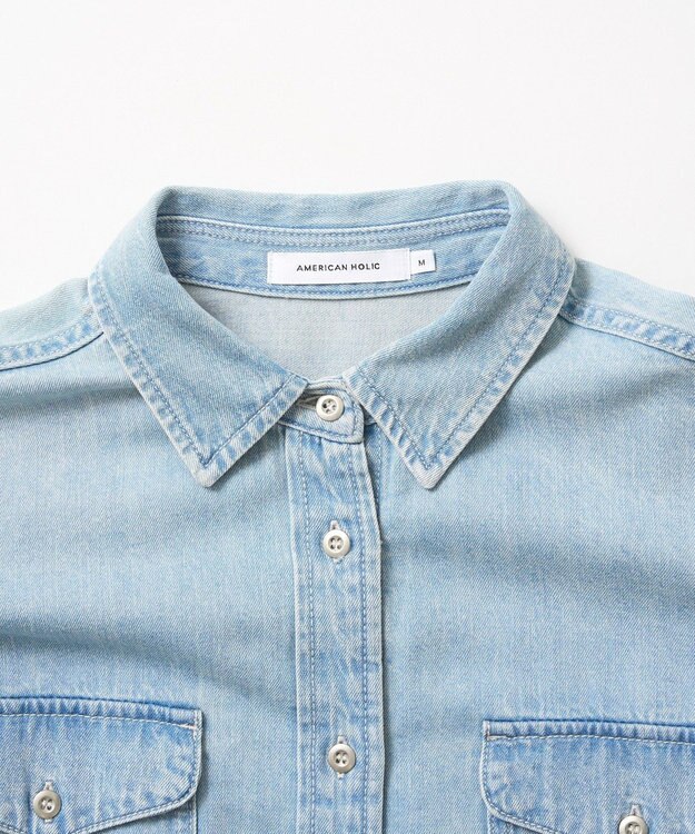 AMERICAN HOLIC Wポケットデニムシャツ Light Indigo