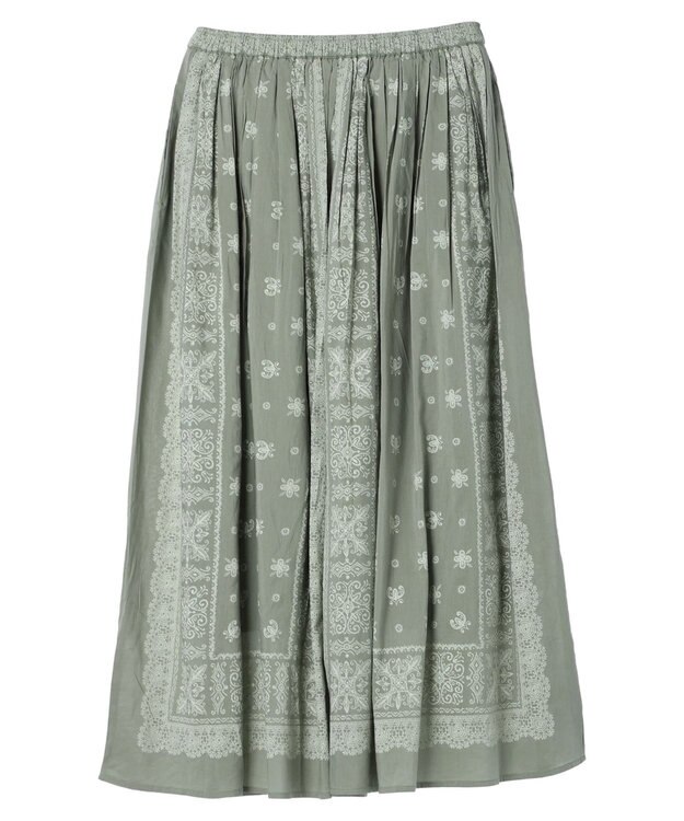 CRAFT STANDARD BOUTIQUE パネル柄マキシギャザースカート Light Green