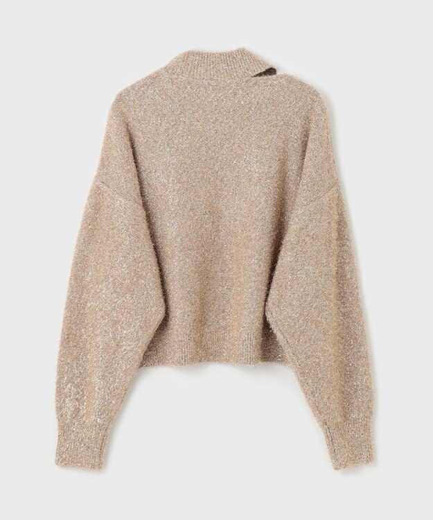 GRACE CONTINENTAL ラメフェザーニットトップ ベージュ